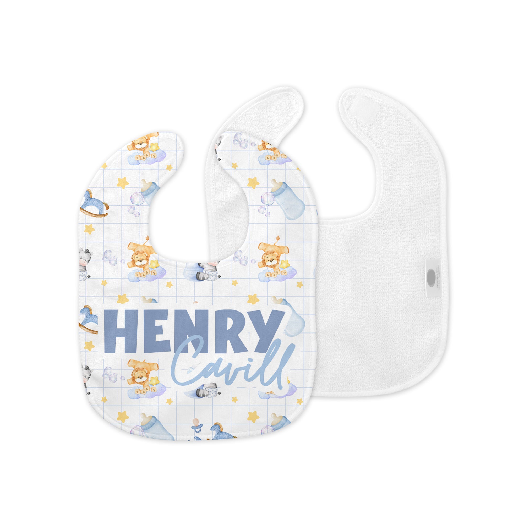 Personalized Bib and Burp Cloth Set in Blue Milk Drunk