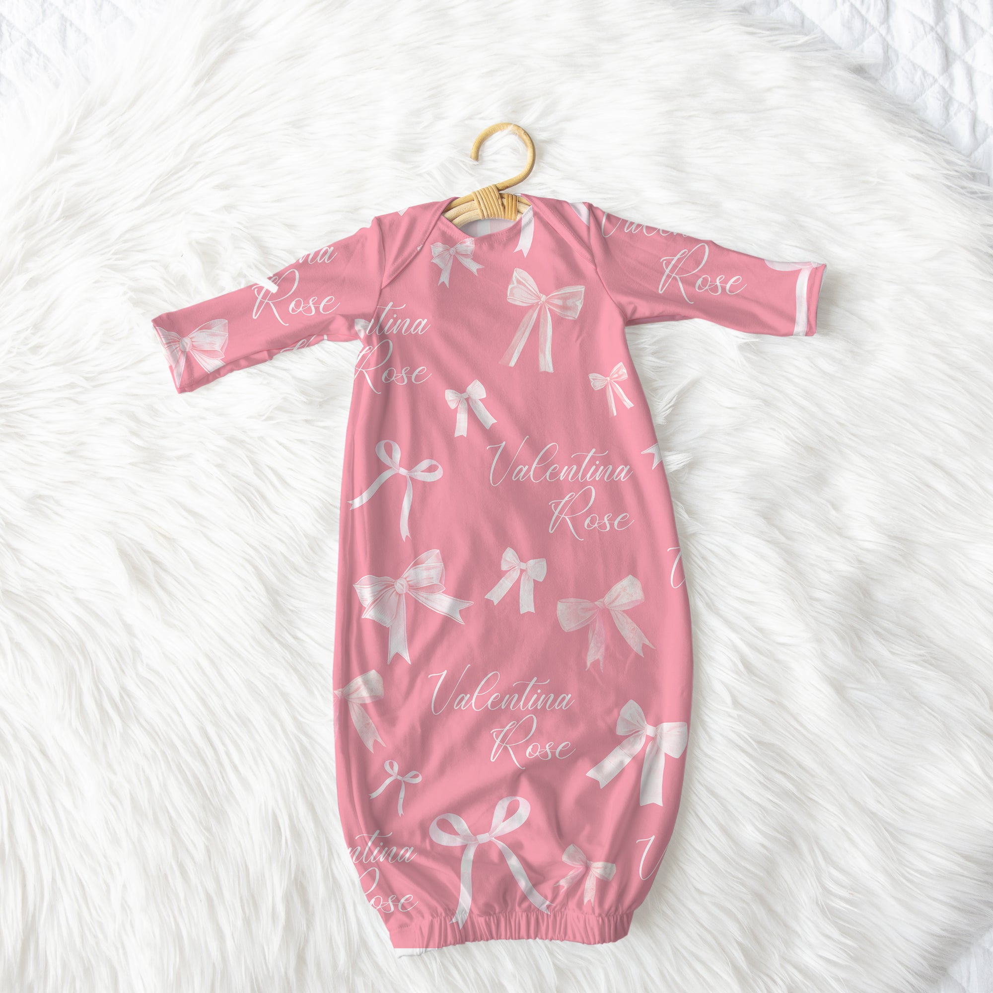 Personalized Sleep Gown in Pink Coquette Bow