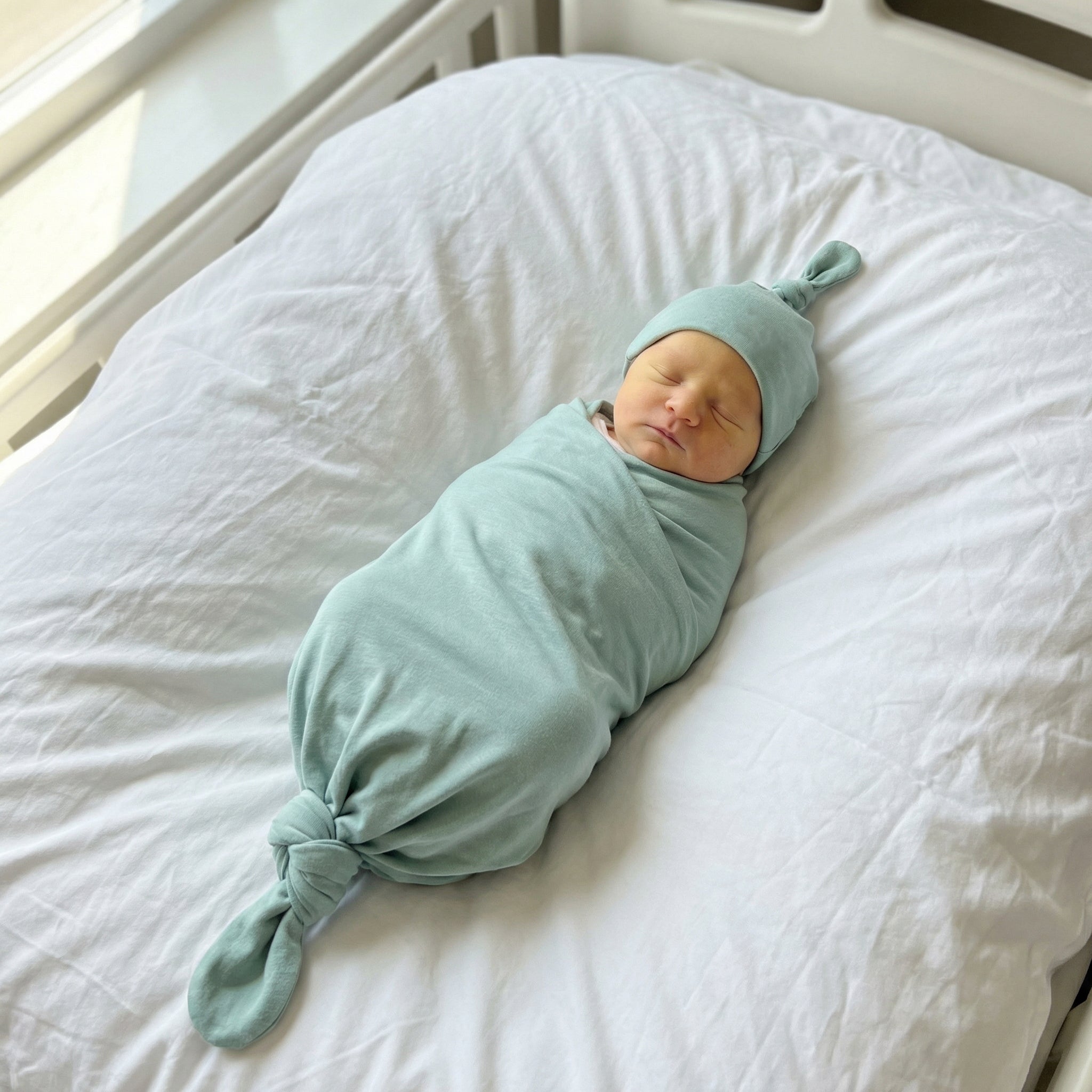 Swaddle with Hat Set in Seafoam