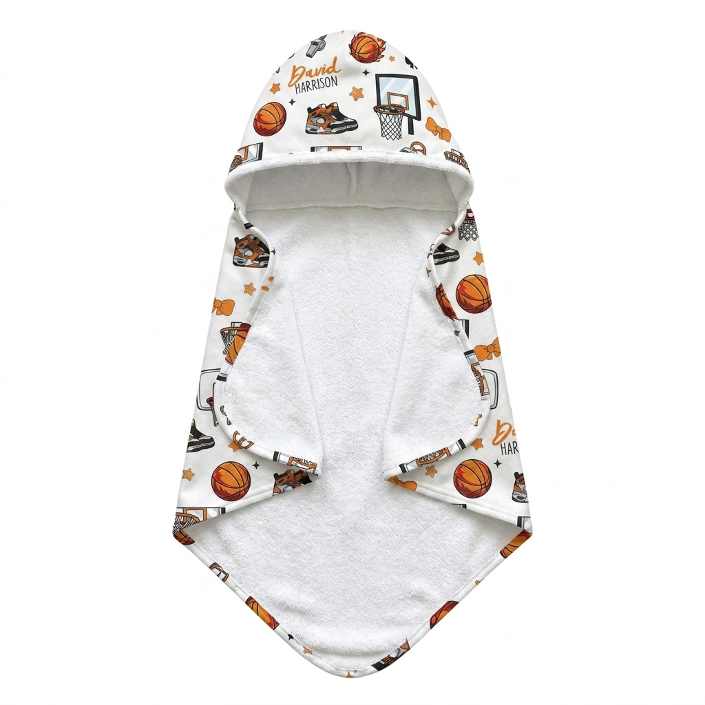 Personalized Hooded Towel in Basketball