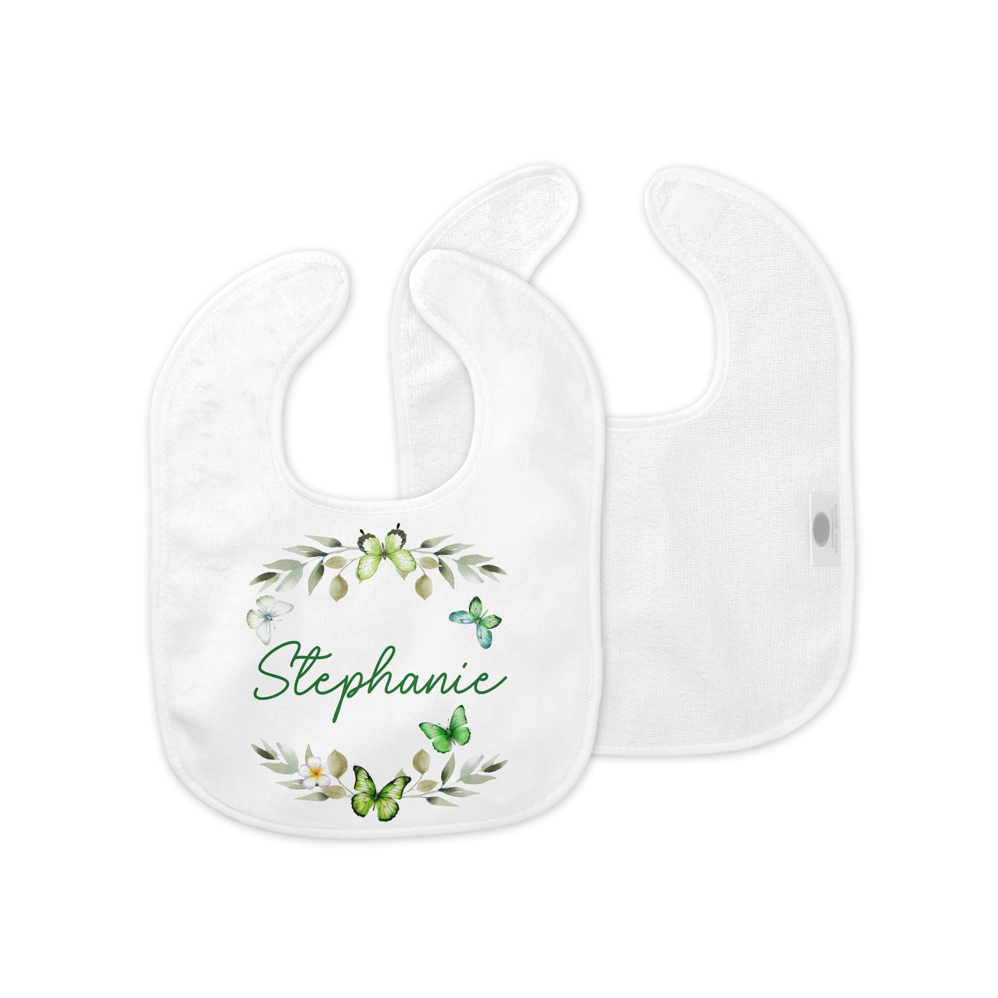 Green Butterfly Personalized Bib