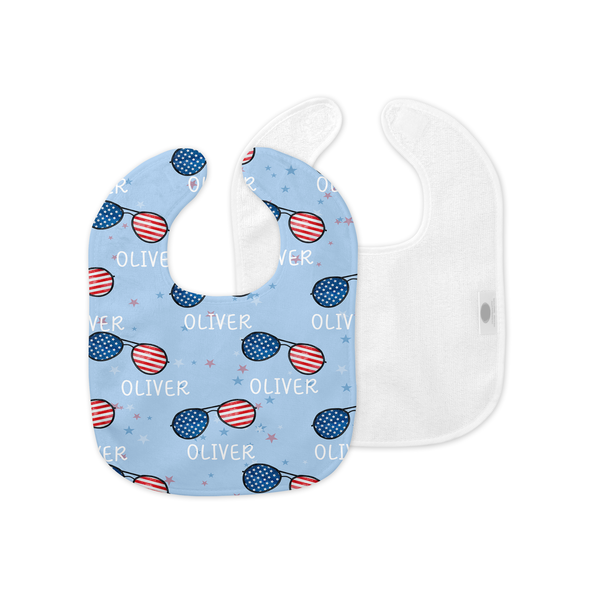 Personalized Bib and Burp Cloth Set in Patriotic