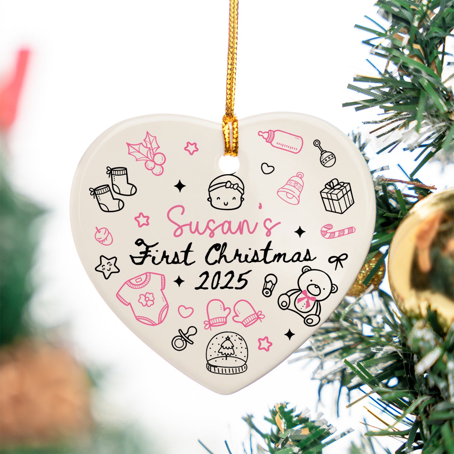 Baby Girl Xmas Personalized Custom Ceramic Ornament