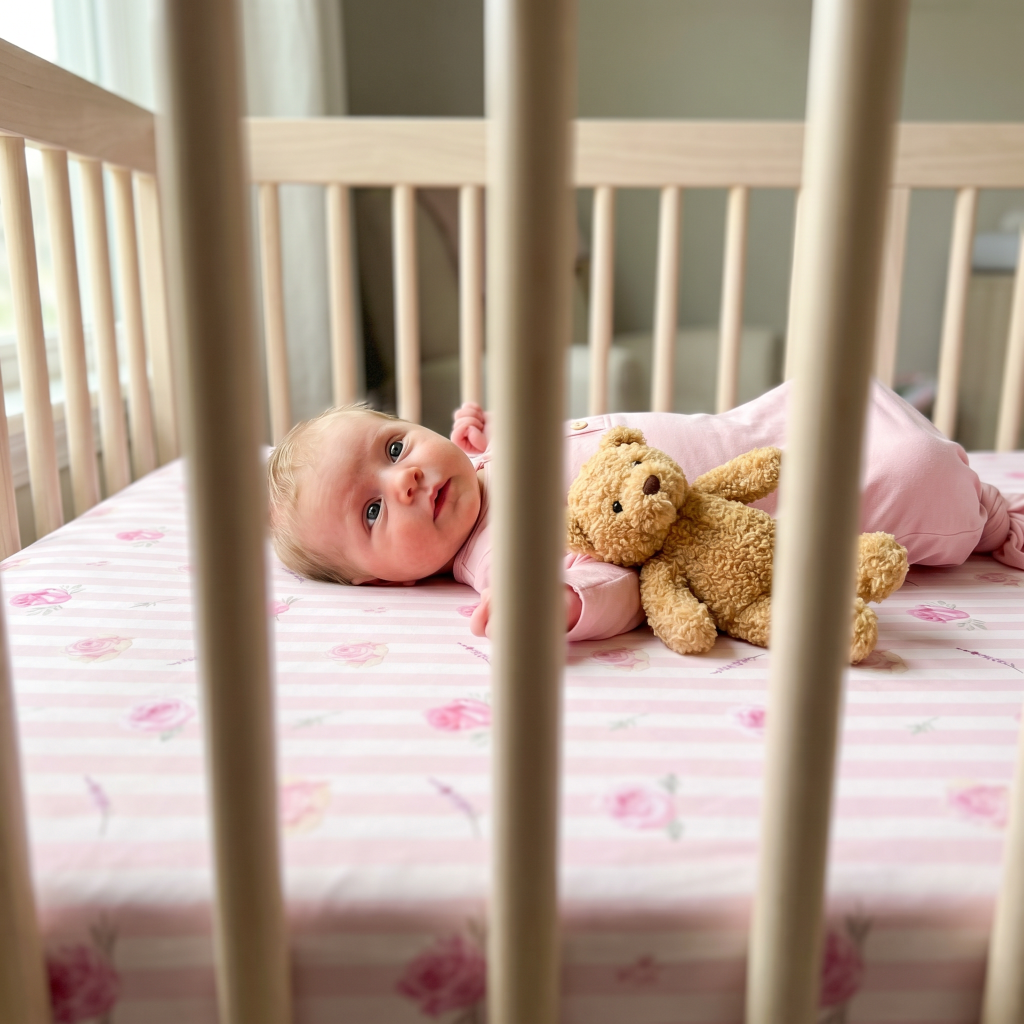 Personalized Crib Sheet in Rosy