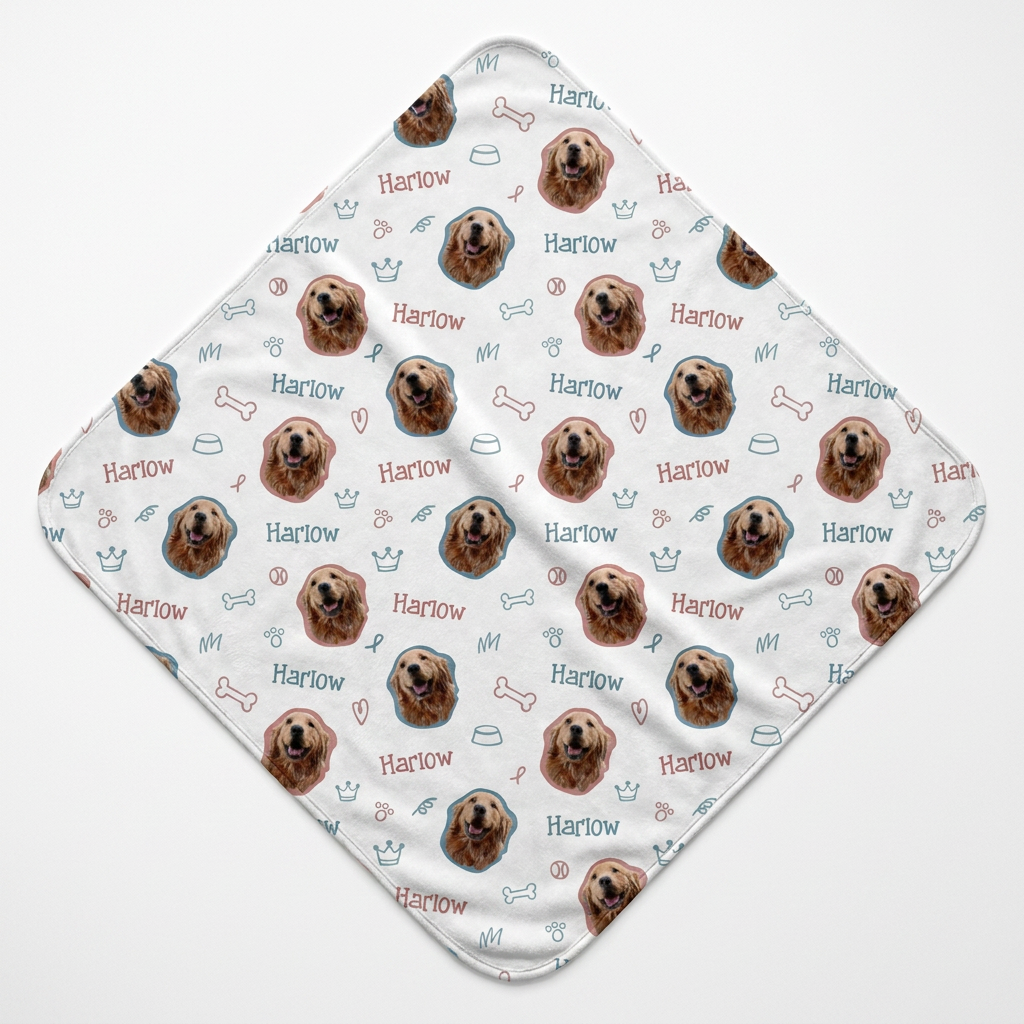Personalized Hooded Towel in Puppy Portrait
