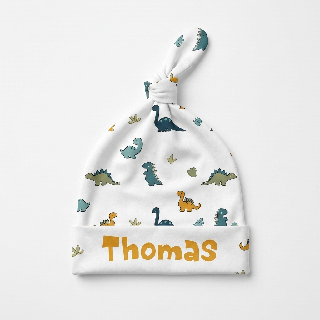 Personalized Knotted Hat in Mini Dinosaur