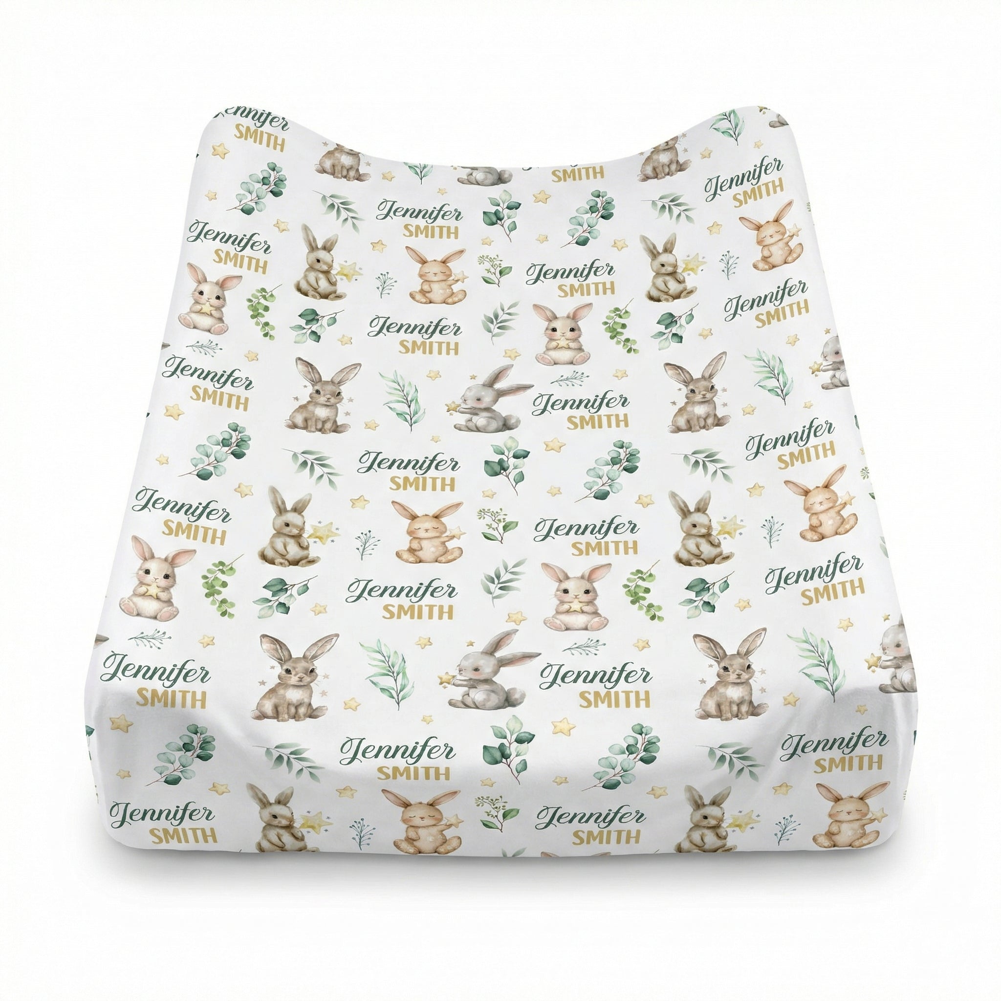 Personalized Changing Pad Cover in Bunny Garden