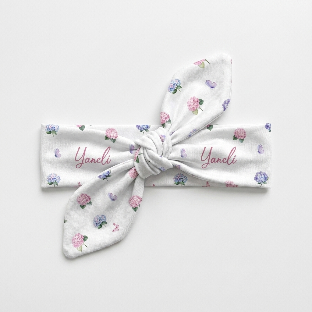 Personalized Knotted Headband in Purple Hydrangea