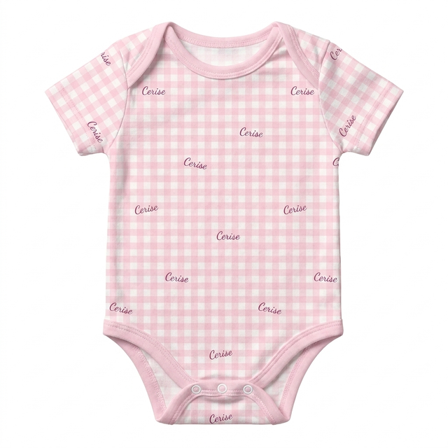 Personalized Bodysuit in Cherry Blossom Gingham