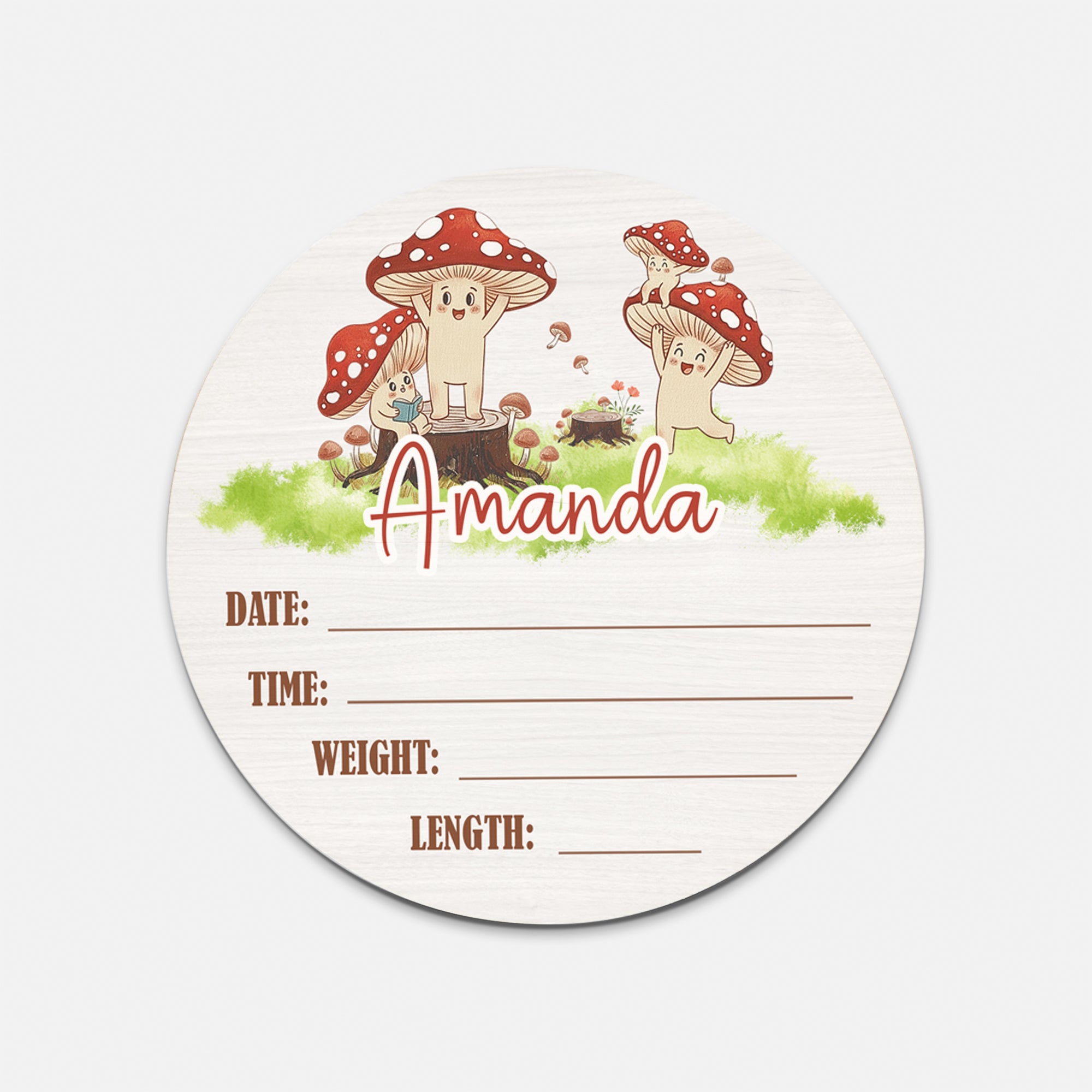 Birth Stats Sign in Mushroom