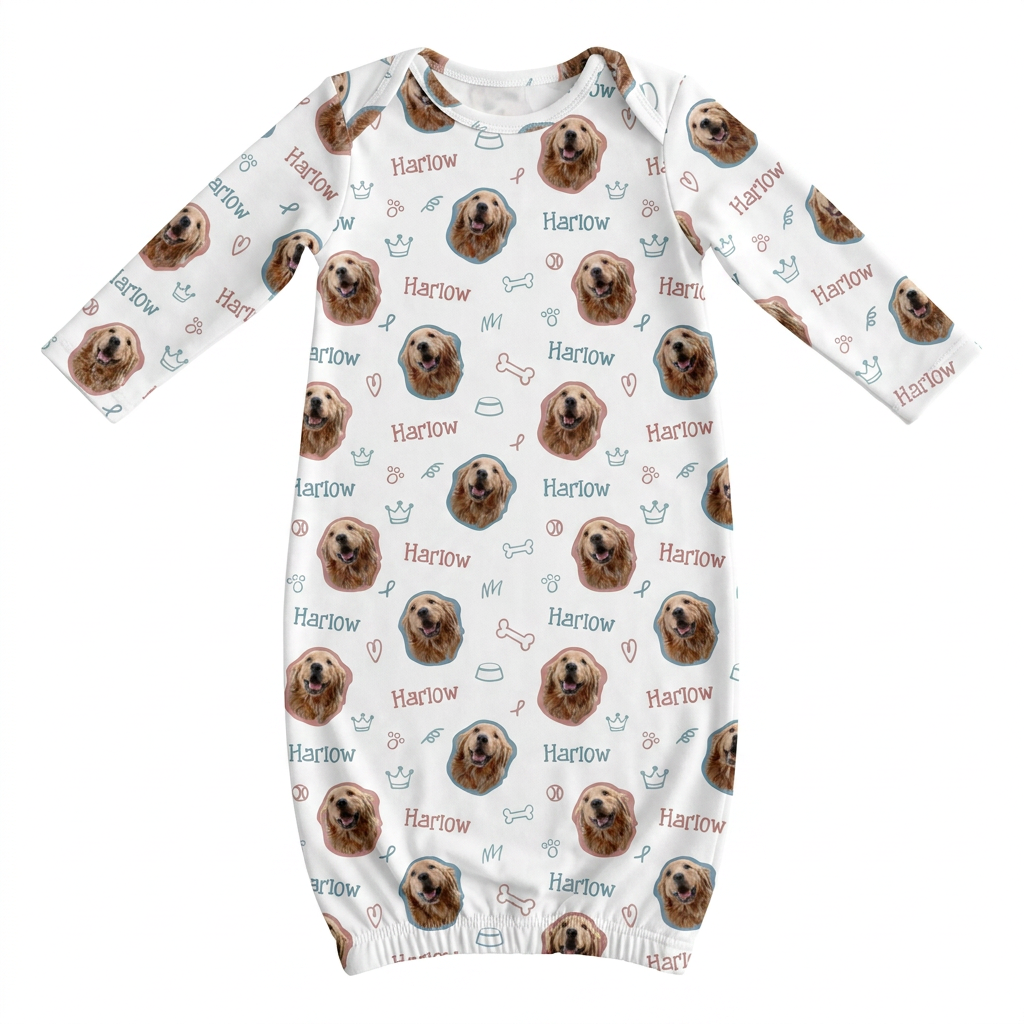 Personalized Sleep Gown in Puppy Portrait