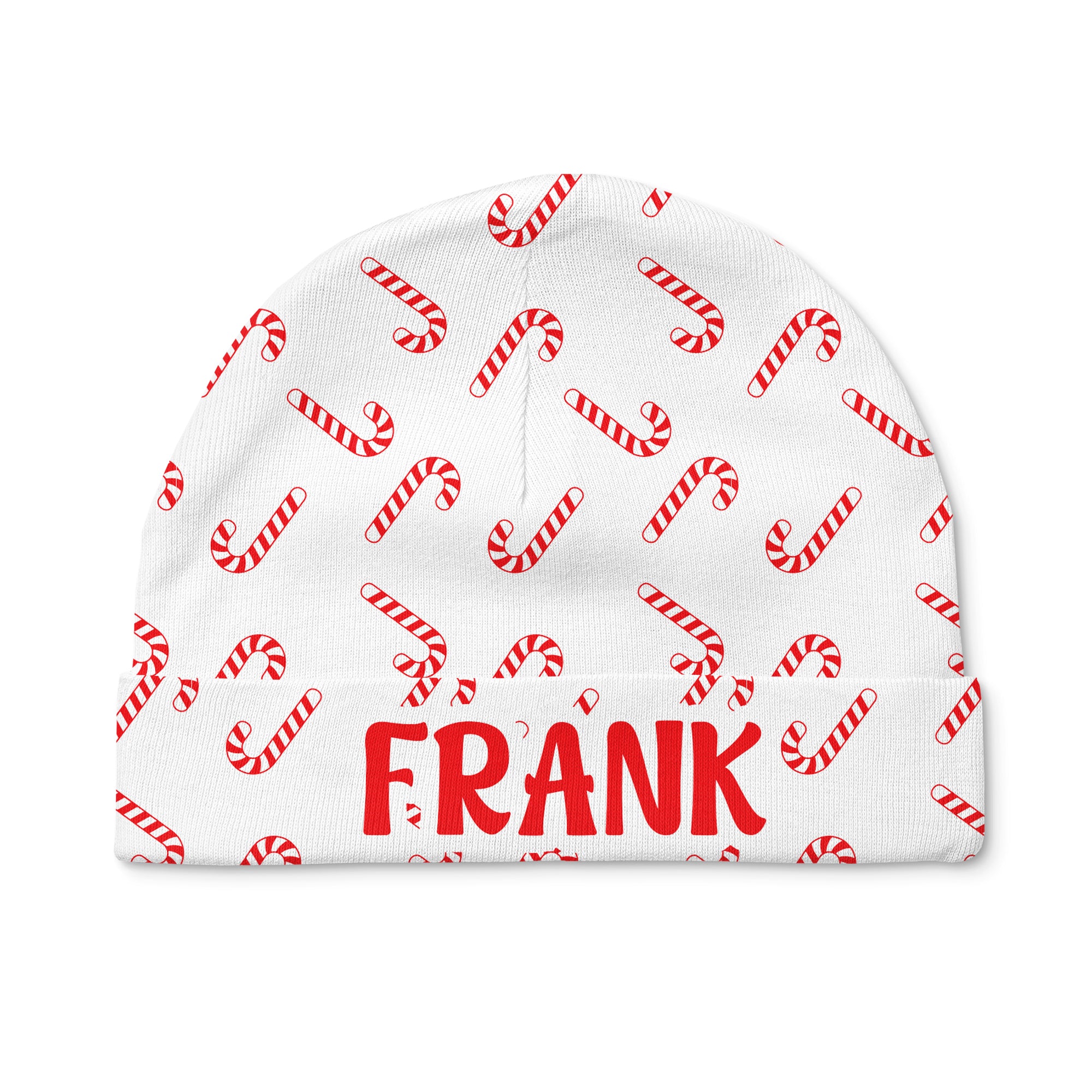 Candy Cane Personalized Beanie Hat