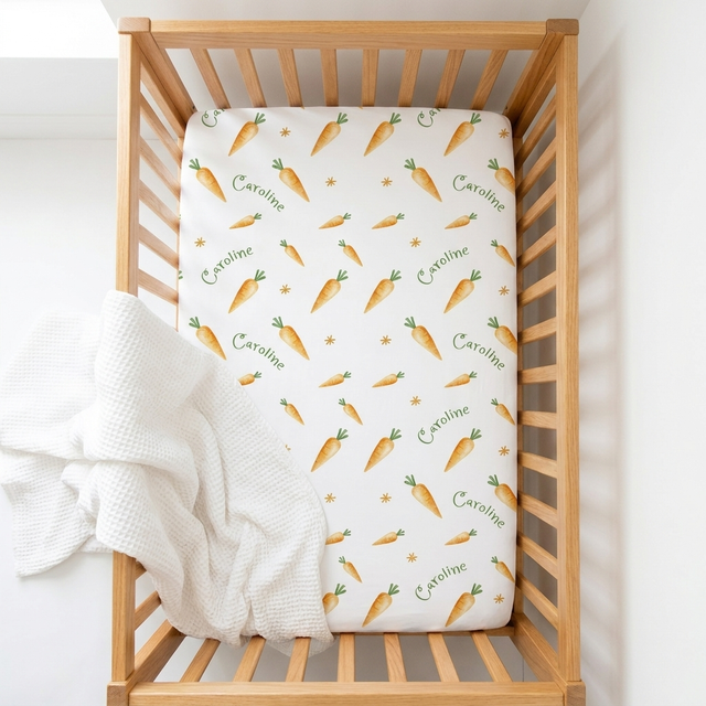 Personalized Crib Sheet in Carrot