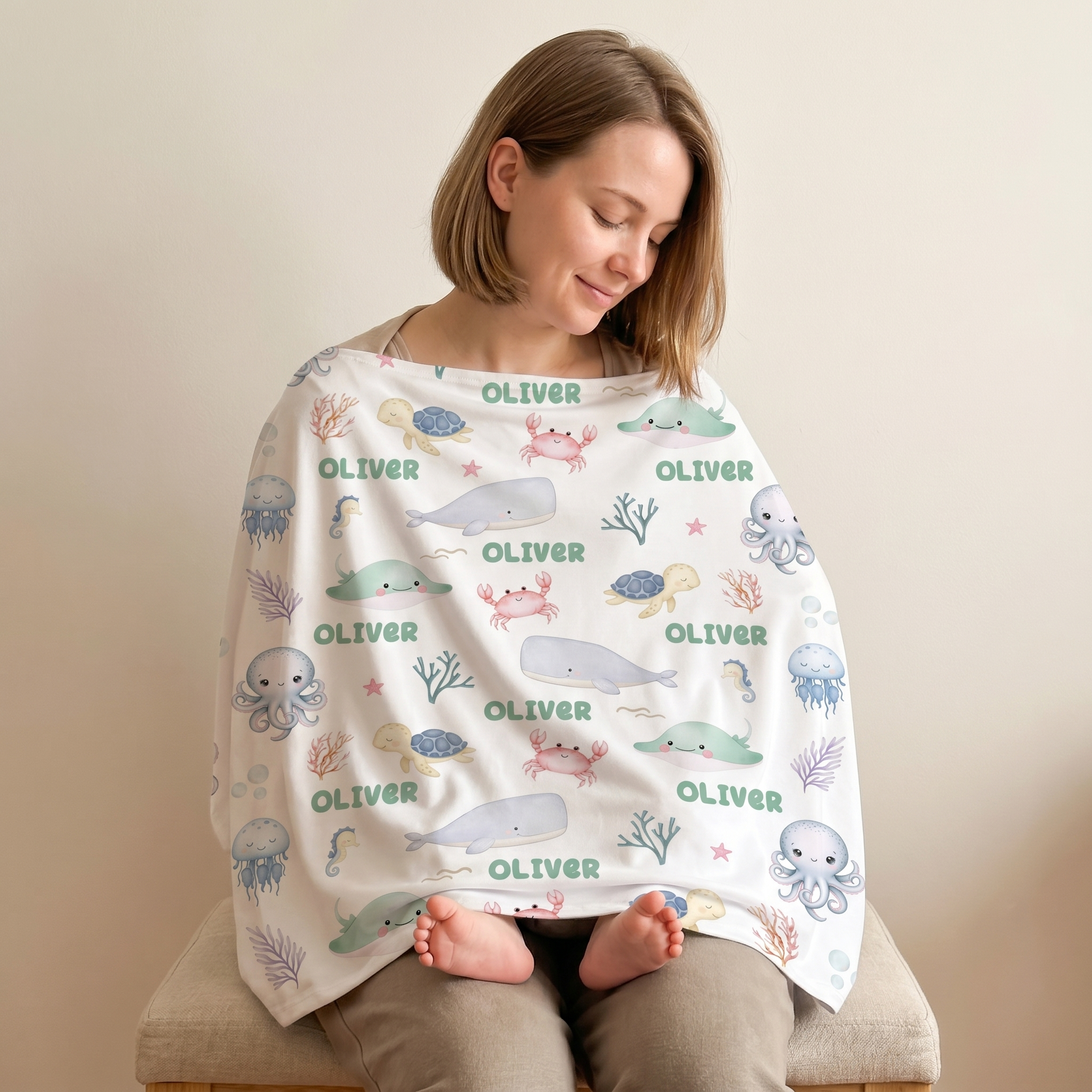 5-in-1 Nursing Cover in Sea Animals