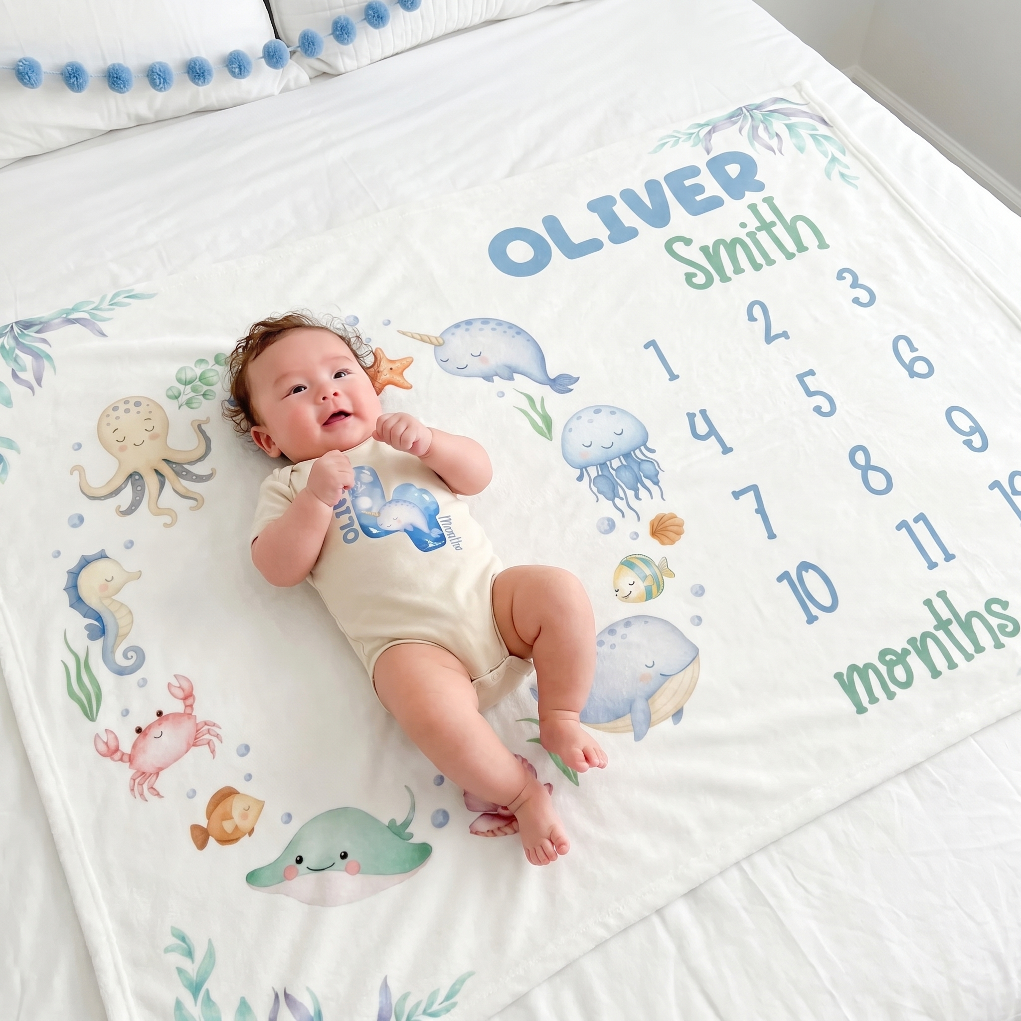 Milestones Graphic Bodysuit in Sea Animals