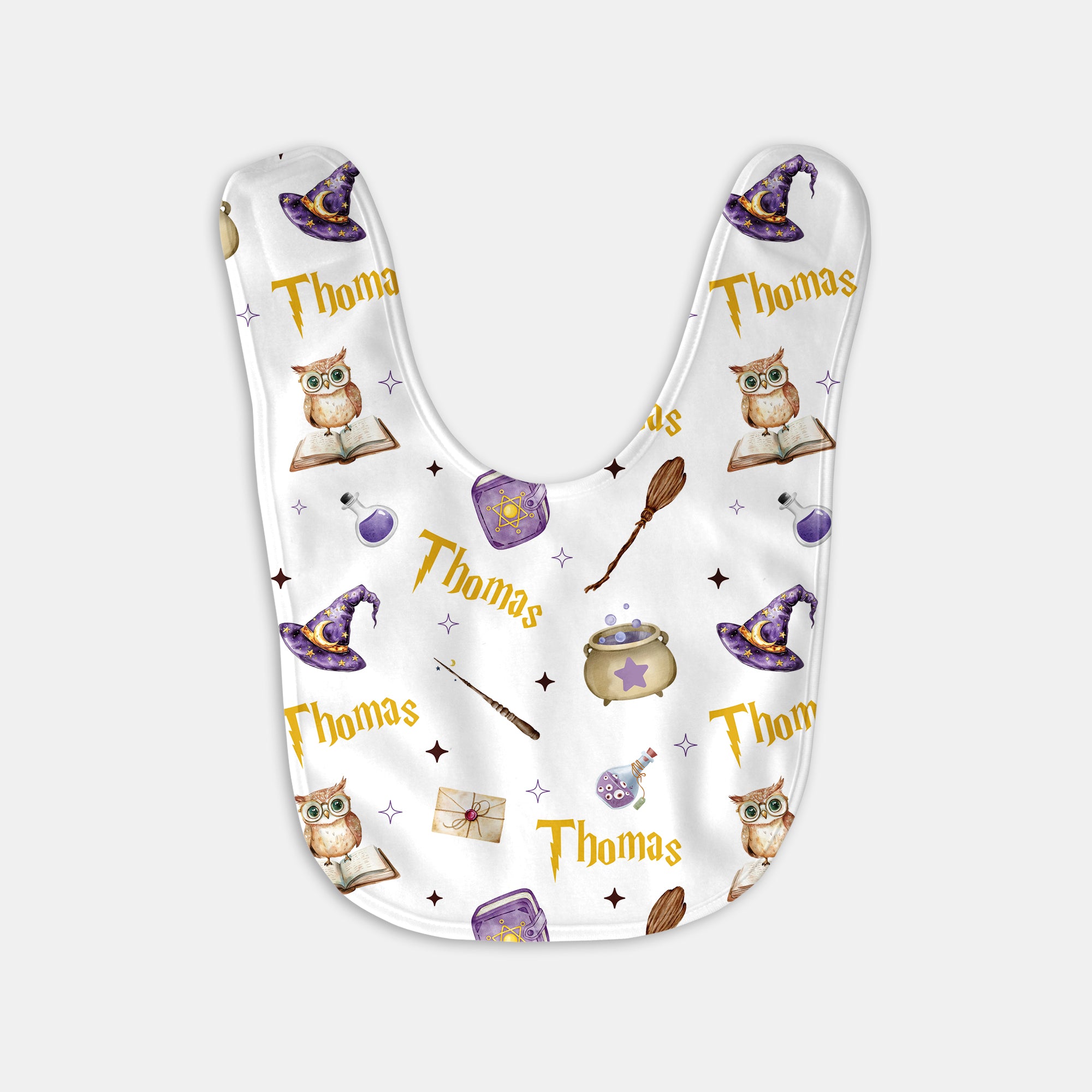 Personalized Bib and Burp Cloth Set in Wizard School
