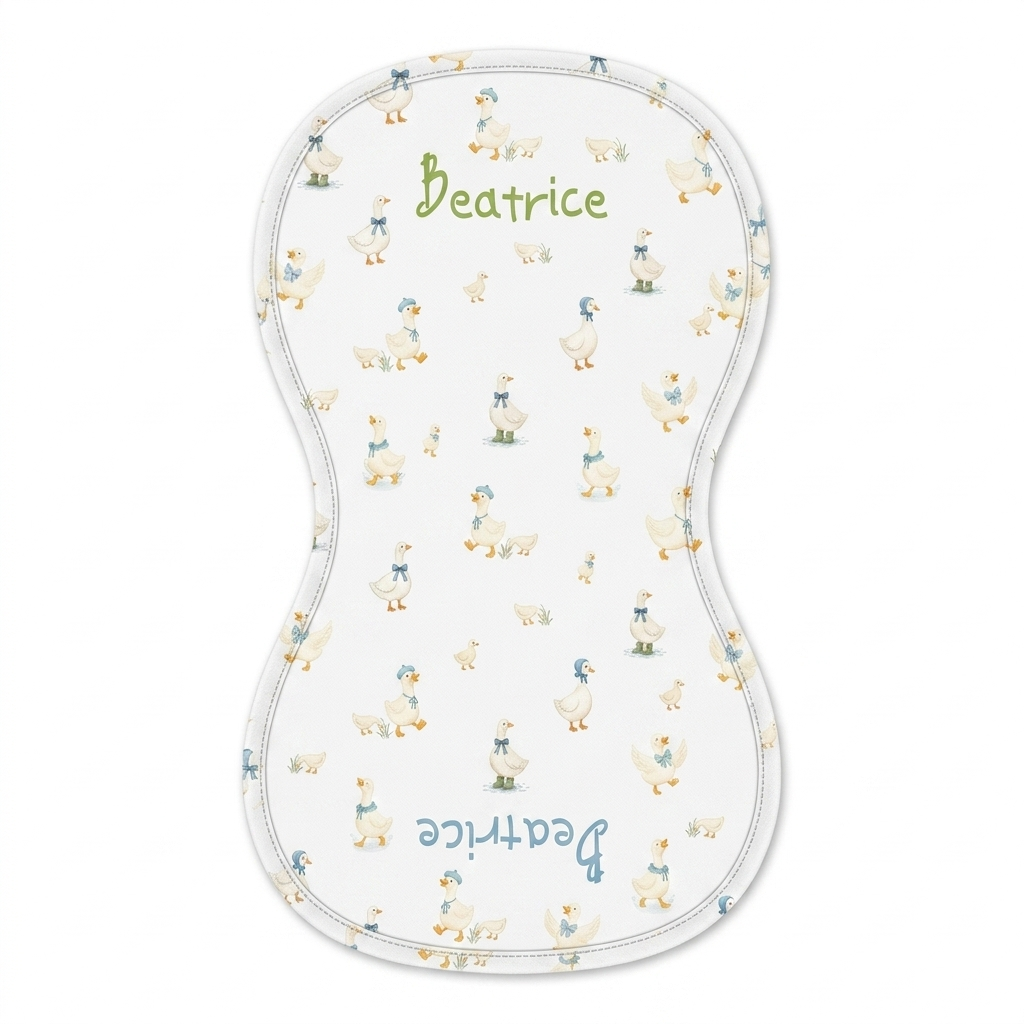 Personalized Bib and Burp Cloths in Silly Goose