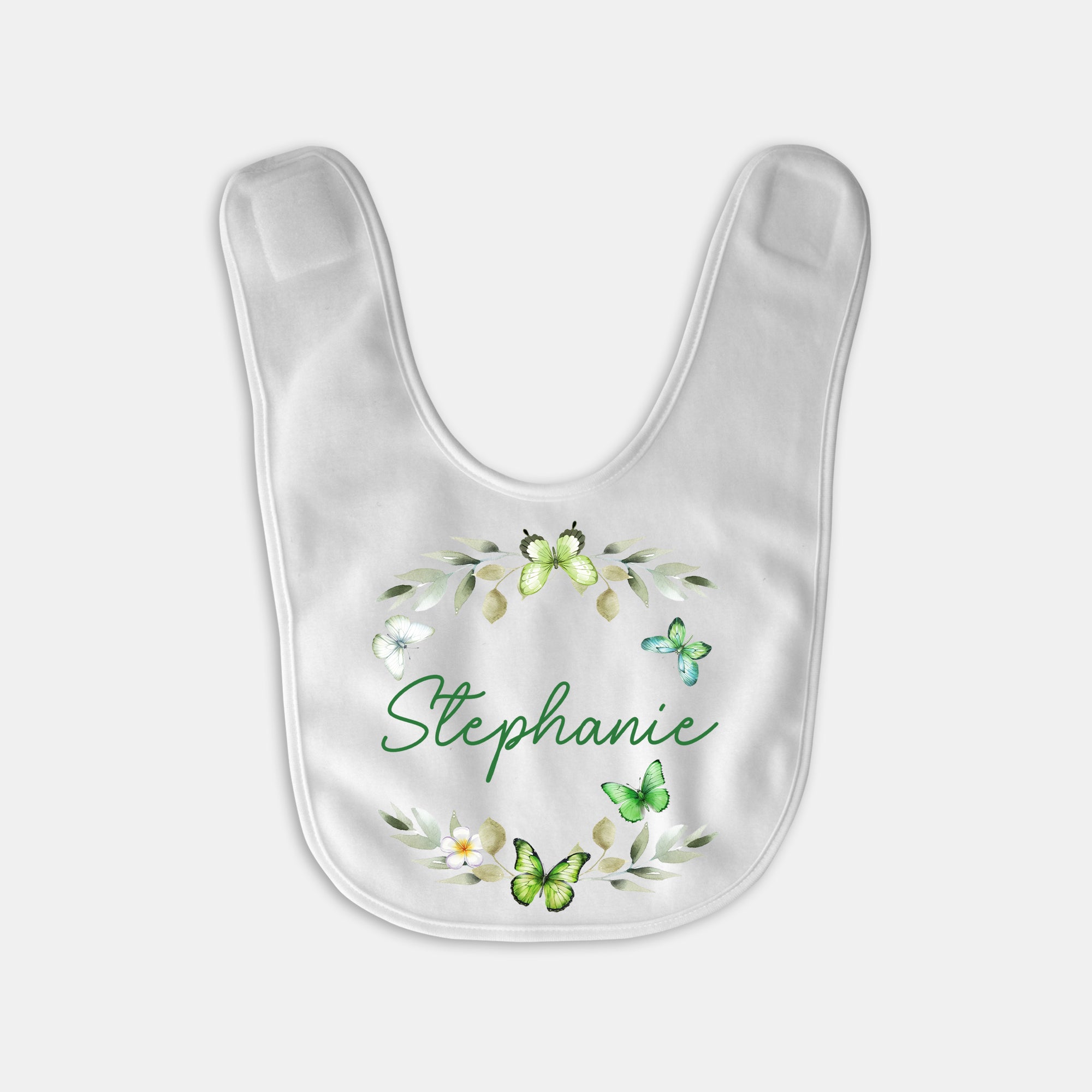 Personalized Bib in Green Butterfly