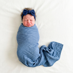 Muslin Swaddle in Ocean Blue