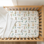 Personalized Crib Sheet in Bunny Garden