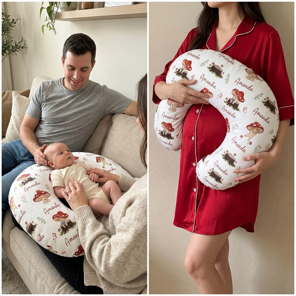 Personalized Nursing Pillow Cover in Mushroom