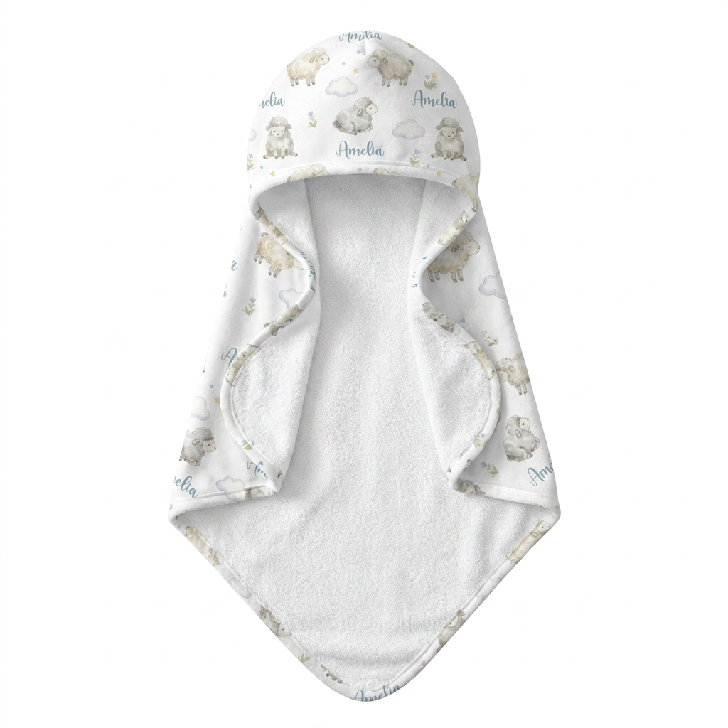 Personalized Hooded Towels in Lamb