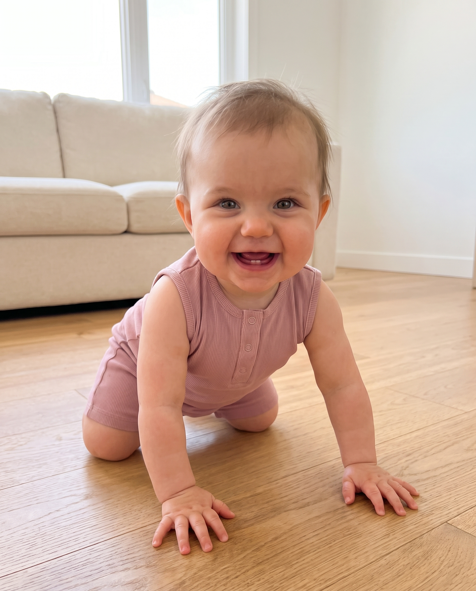 Sleeveless Snap Romper in Pink