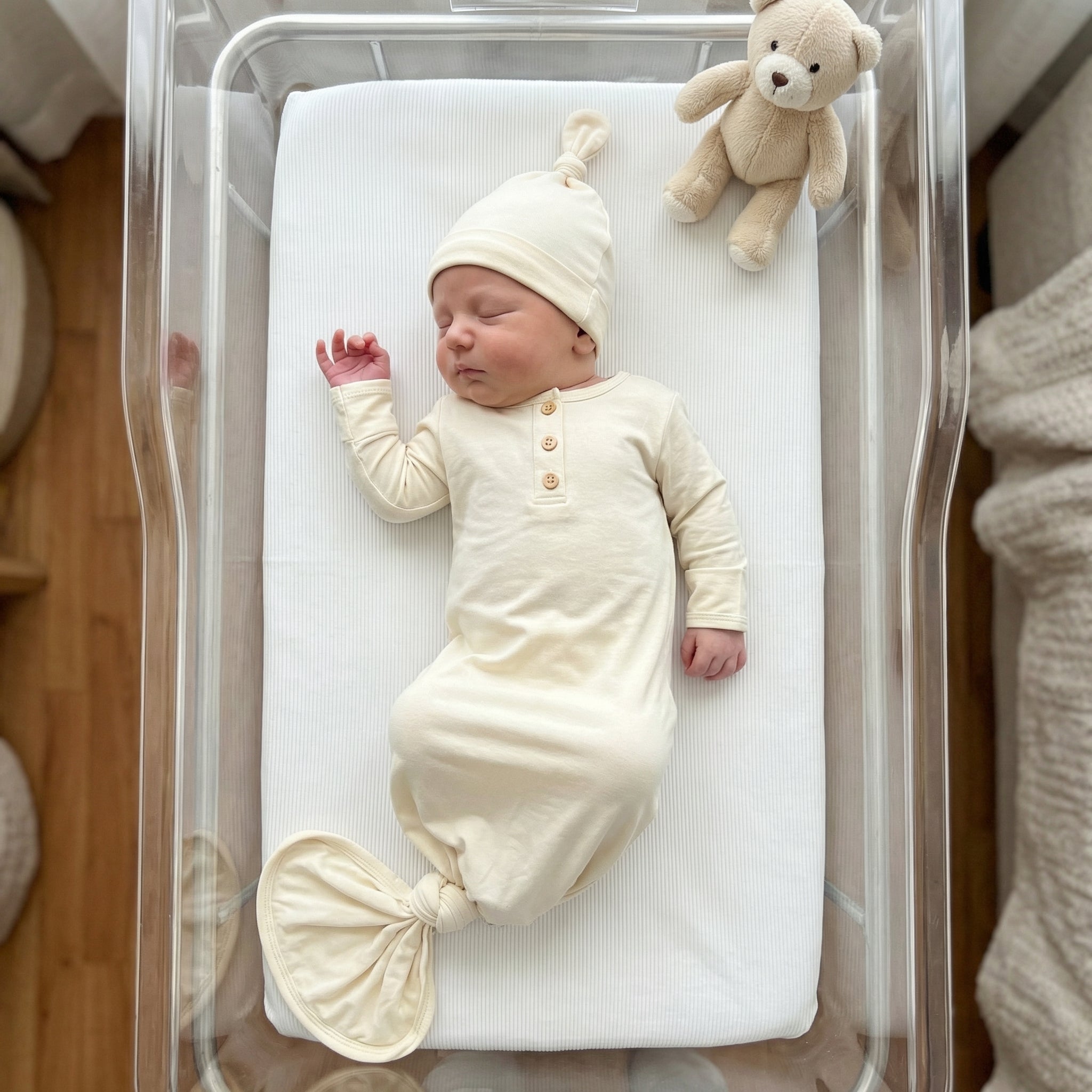 Knotted Gown with Hat in Milky