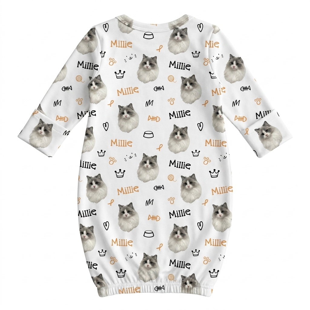 Personalized Sleep Gown in Kitty Portrait