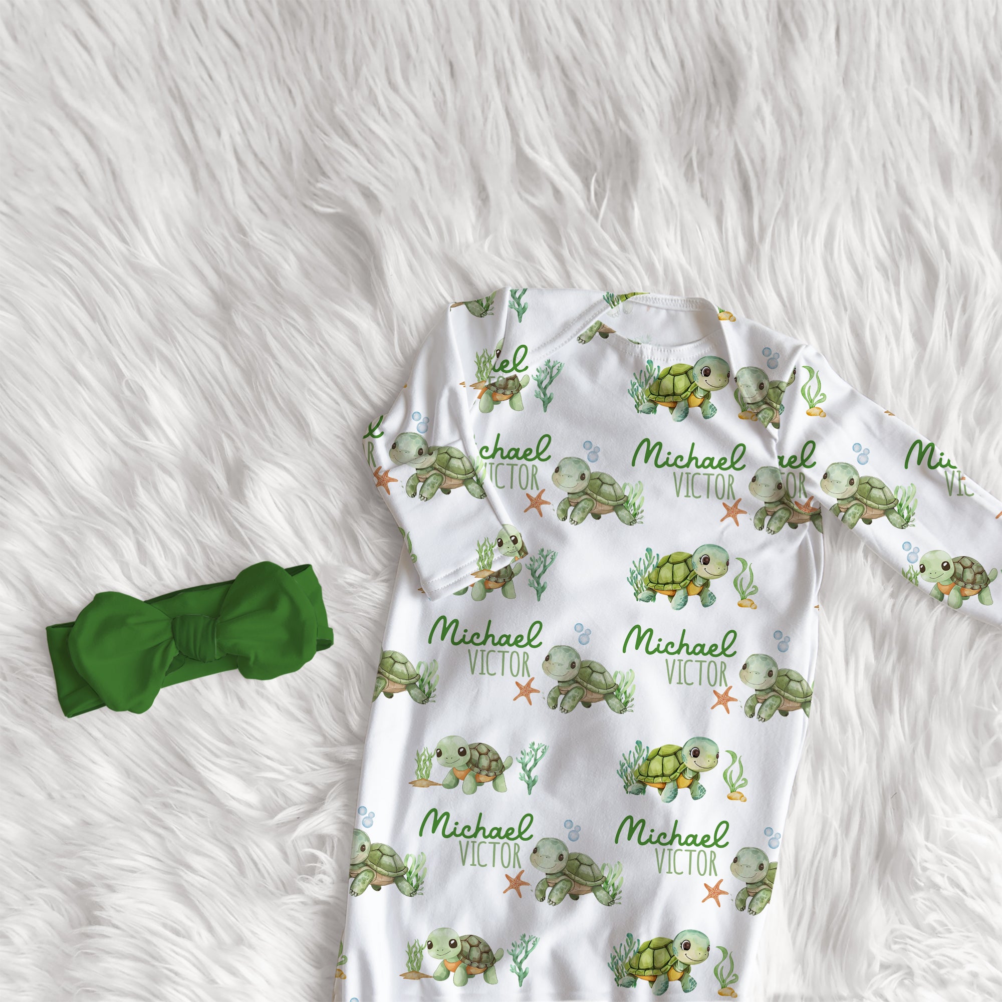 Personalized Sleep Gown in Sea Turtle