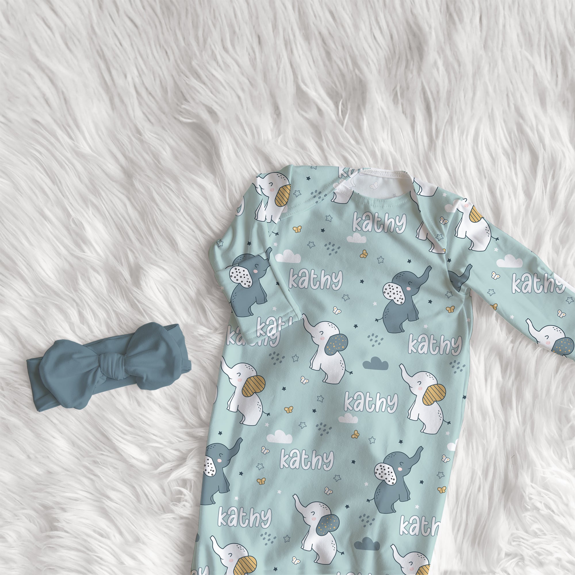 Personalized Sleep Gown in Elephant