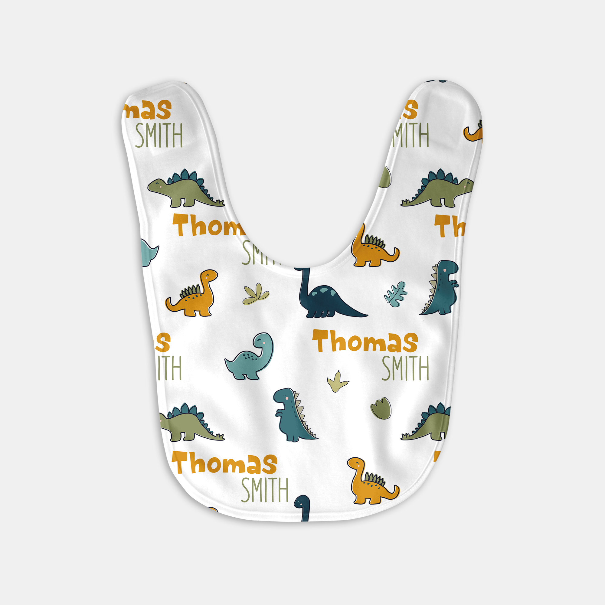 Personalized Bib and Burp Cloth Set in Mini Dinosaur