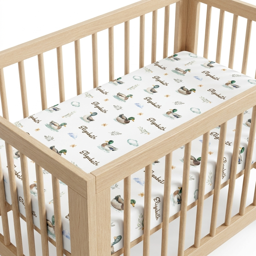 Personalized Crib Sheet in Mallard