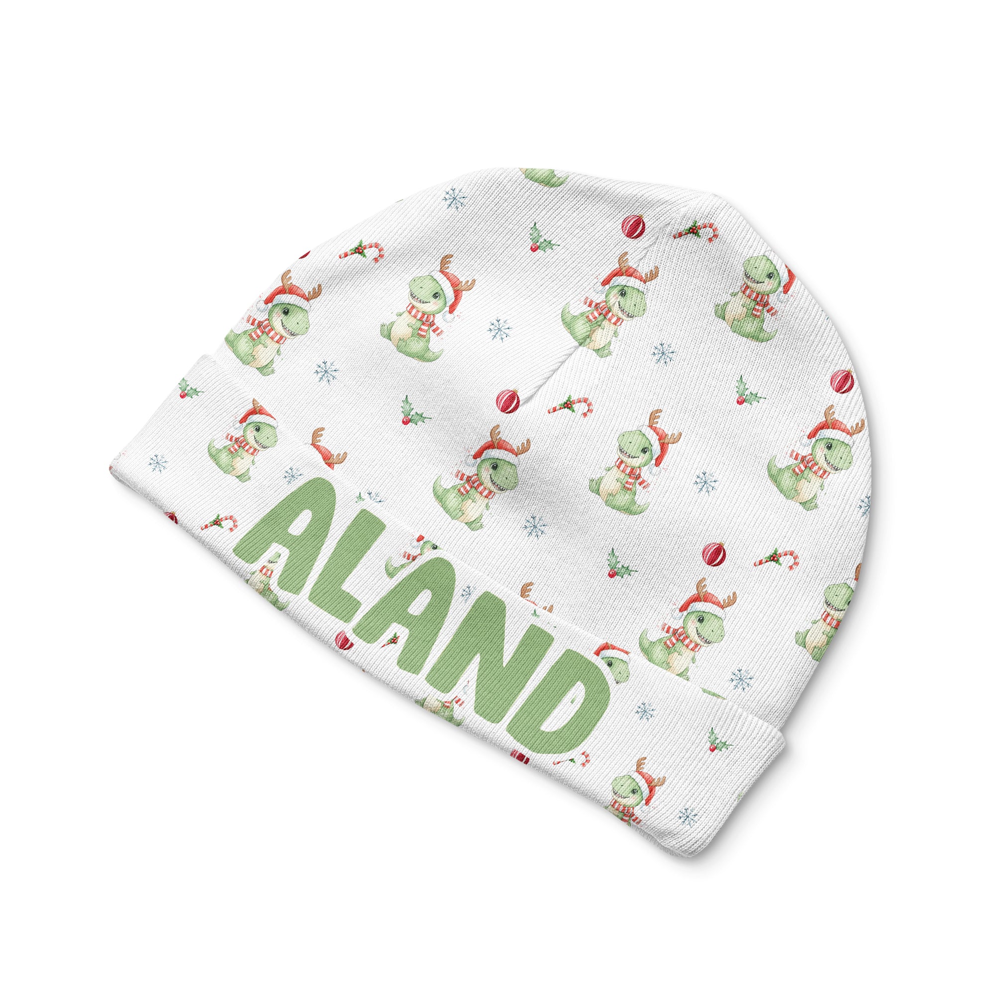 Personalized Beanie in Dinosaur's Christmas
