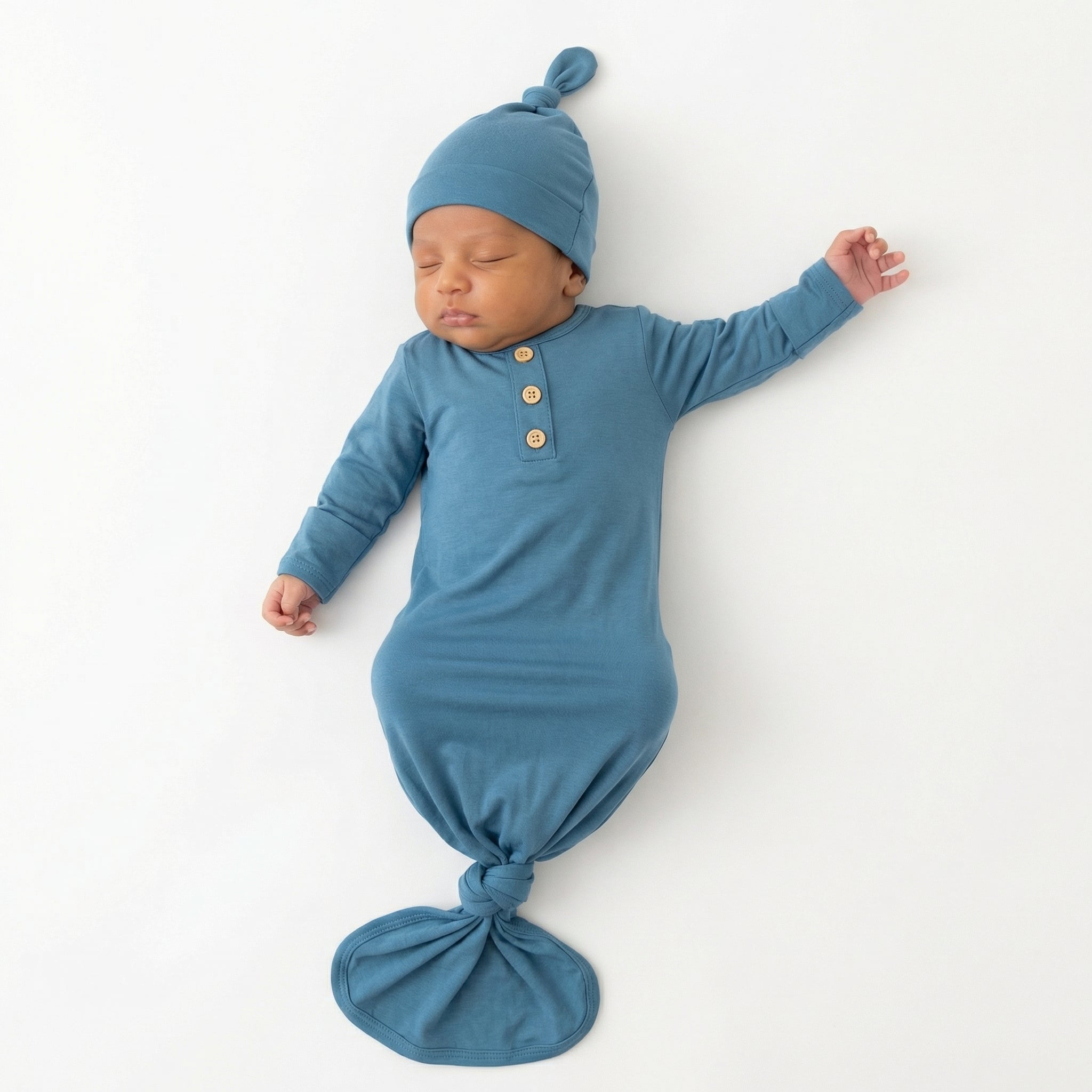 Knotted Gown with Hat in Lagoon Teal