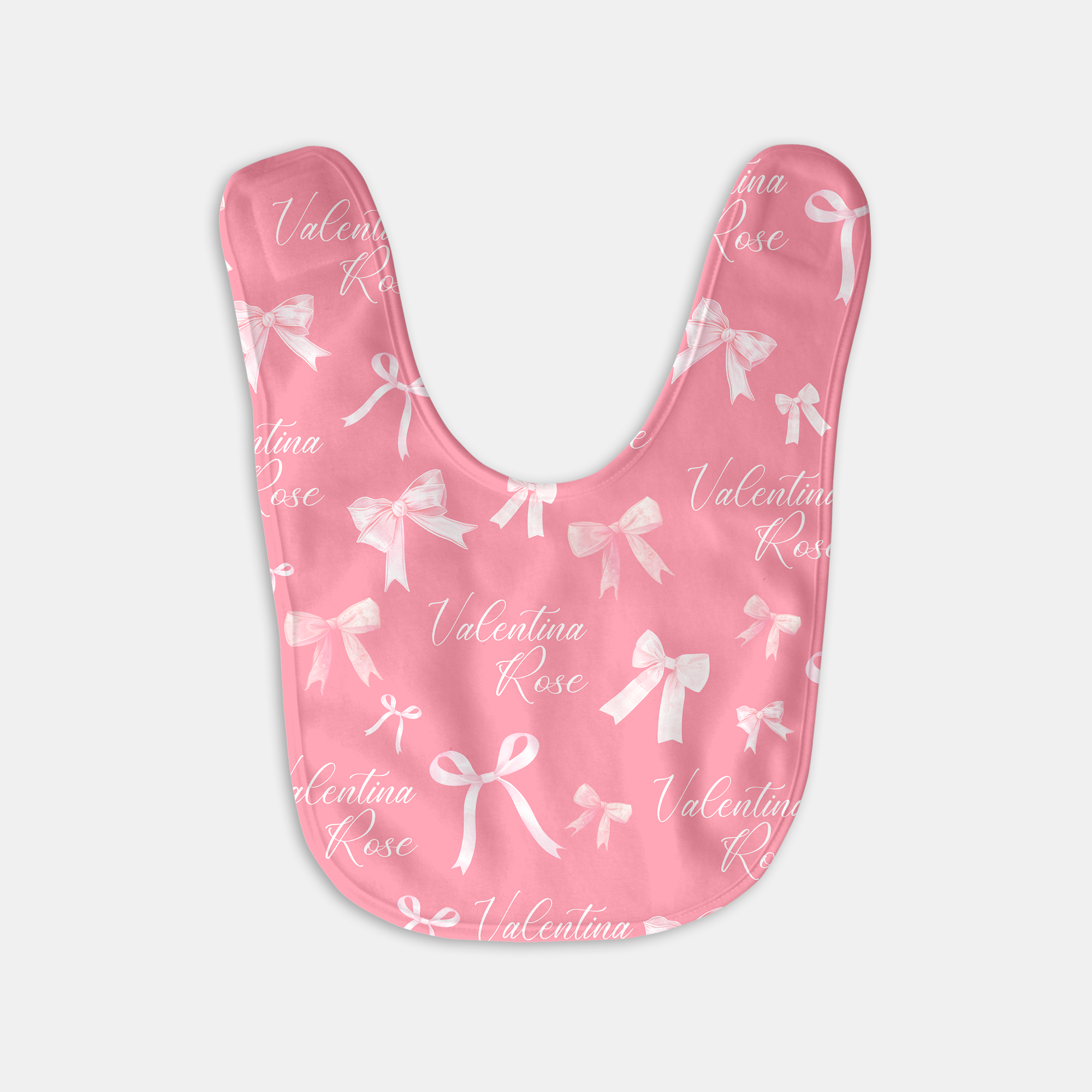 Personalized Bib and Burp Cloth Set in Pink Coquette Bow