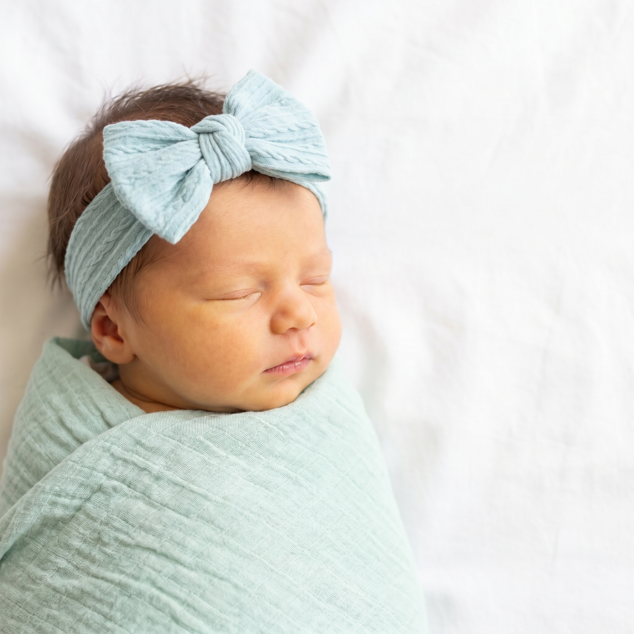 Soft Knit Bow Headband in Lake Blue