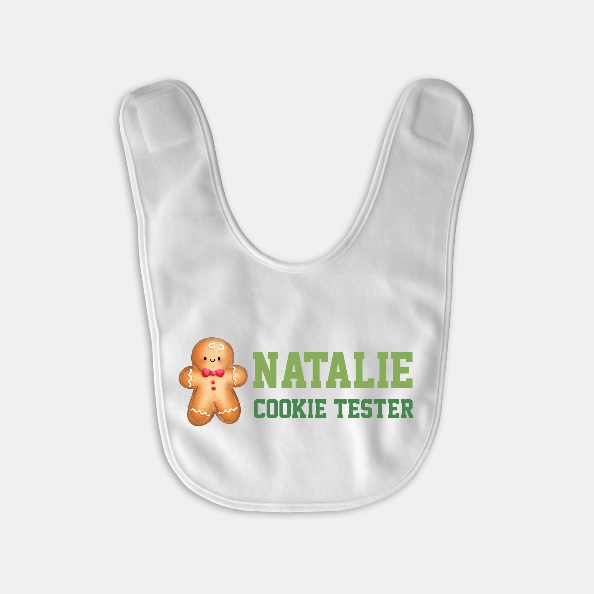 Gingerbread Tester Personalized Bib