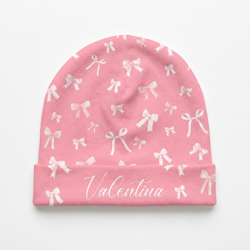 Personalized Beanie in Pink Coquette Bow