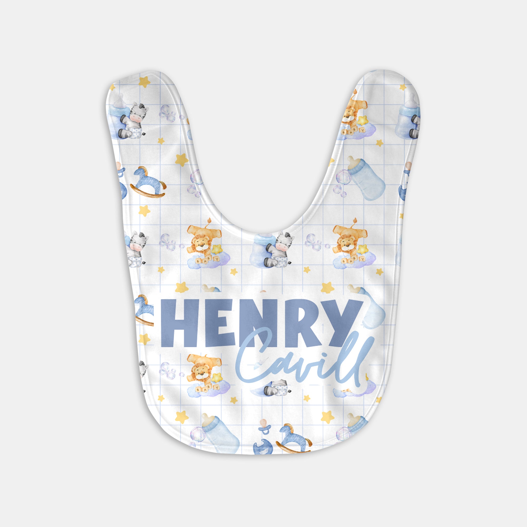 Personalized Bib and Burp Cloth Set in Blue Milk Drunk