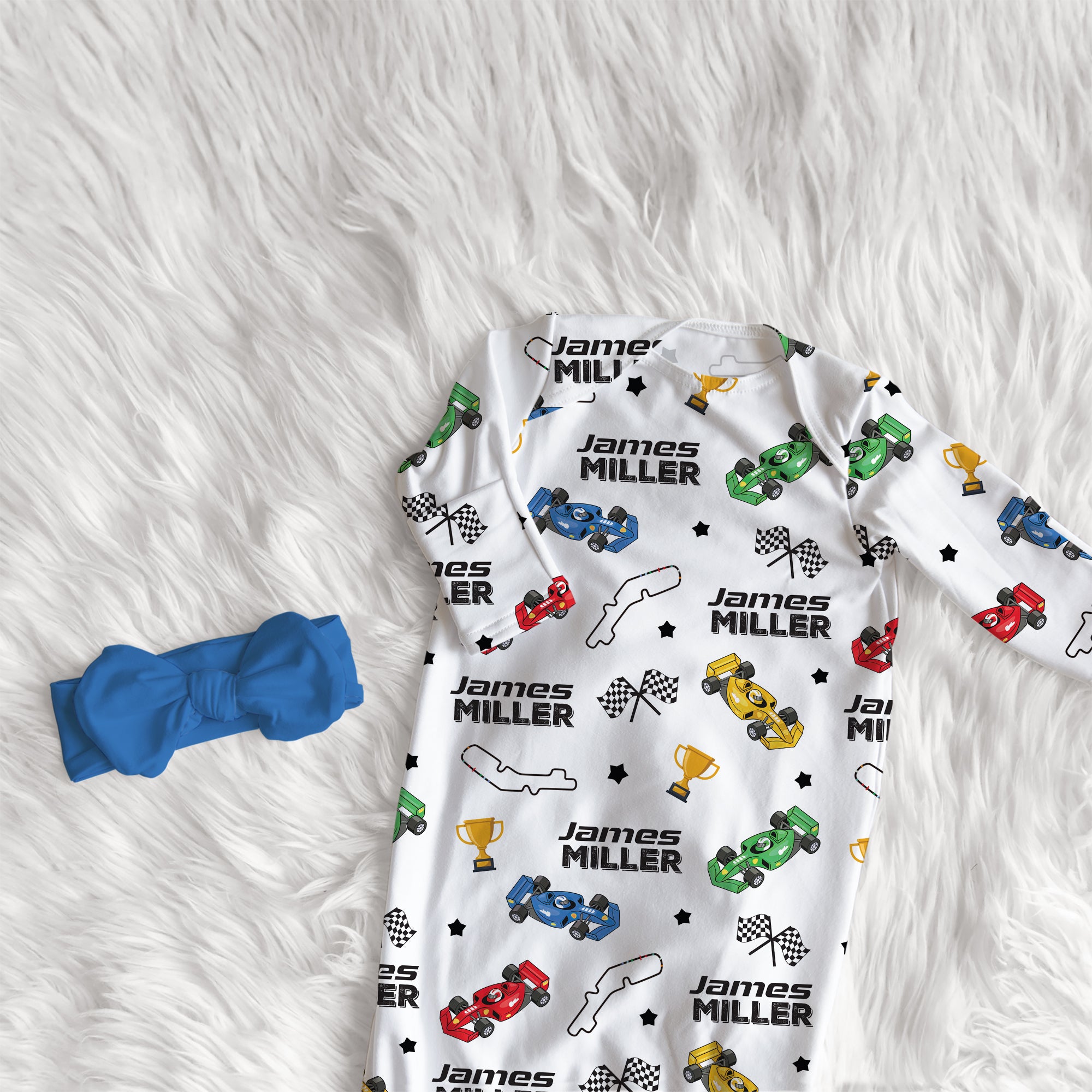 Personalized Sleep Gown in Pit Crew