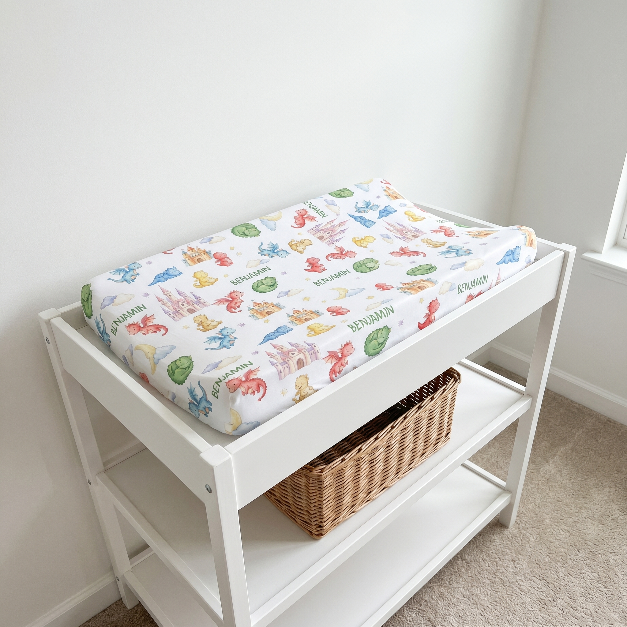 Personalized Changing Pad Cover in Dragon Kingdom