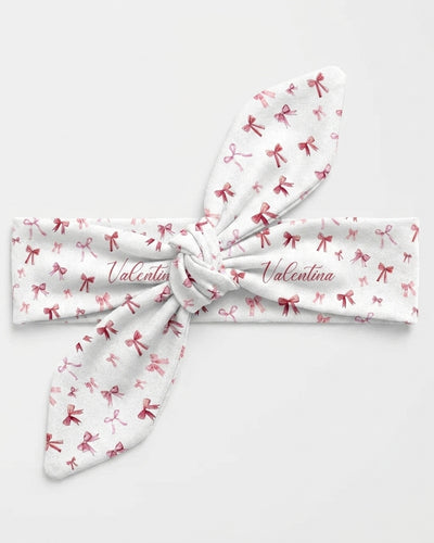 Personalized Knotted Headband in White Coquette Bow