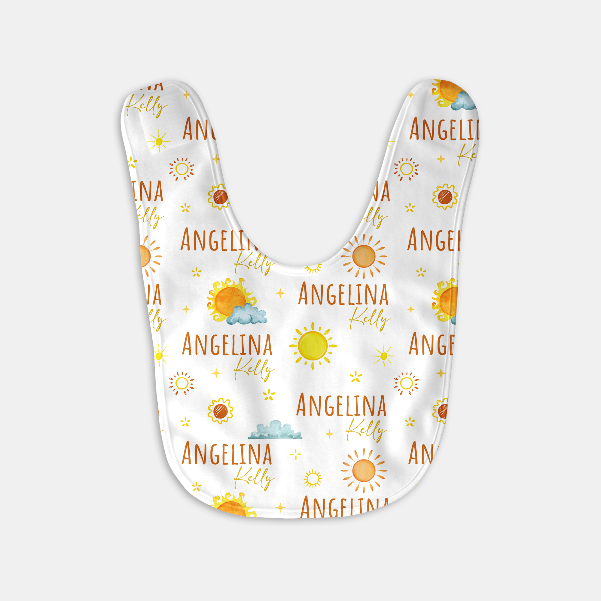 Personalized Bib and Burp Cloth Set in Sunshine
