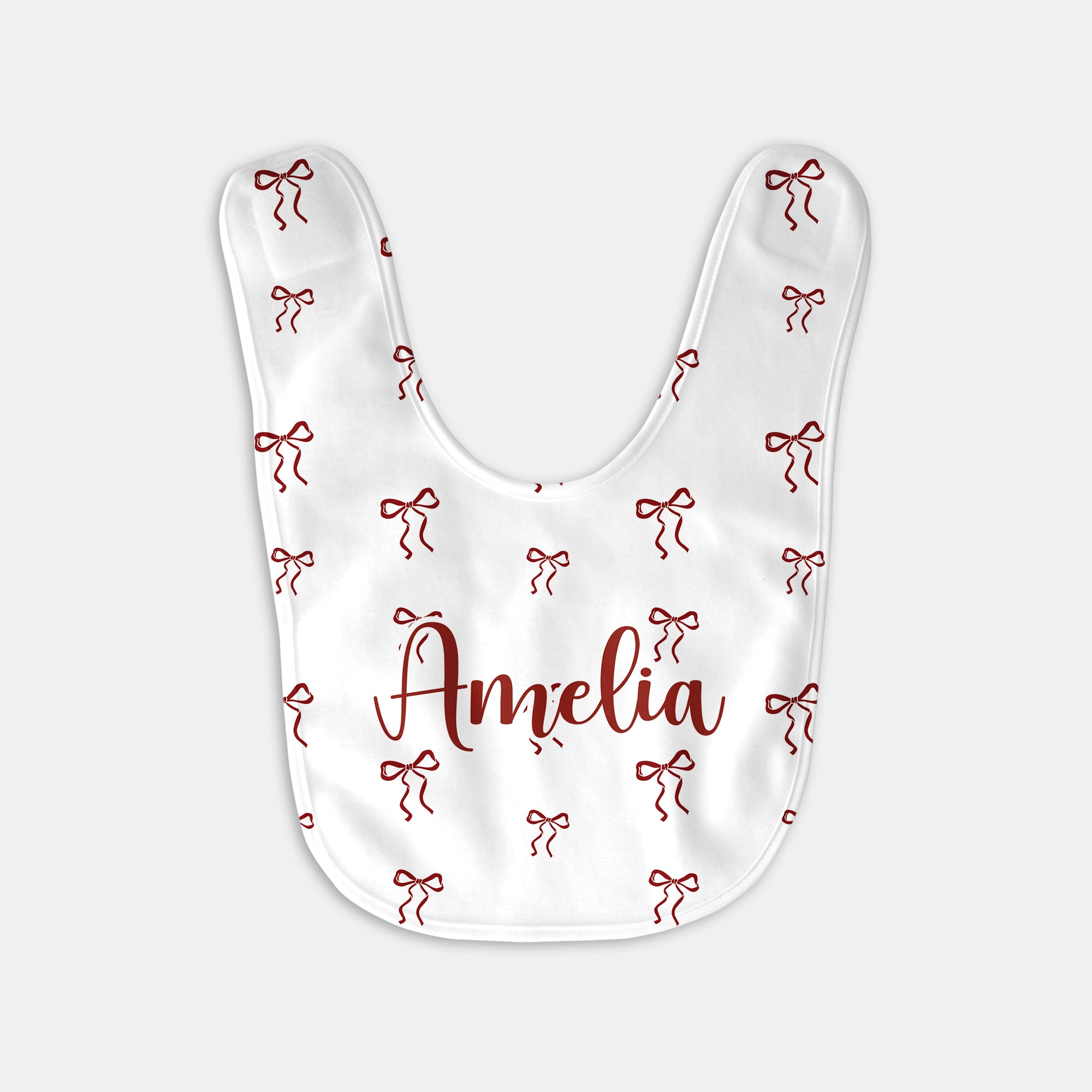 Personalized Bib and Burp Cloth Set in Coquette Ribbon
