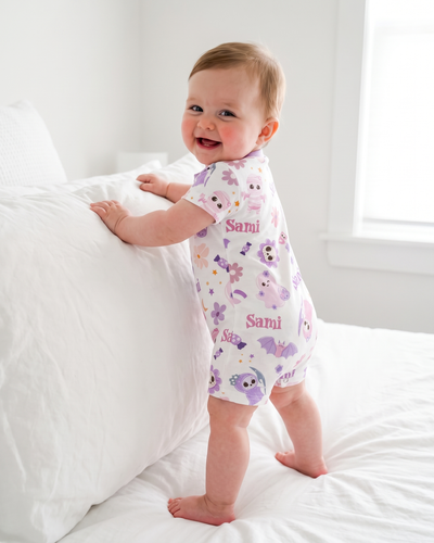 Personalized Snap Romper in Blush Boo