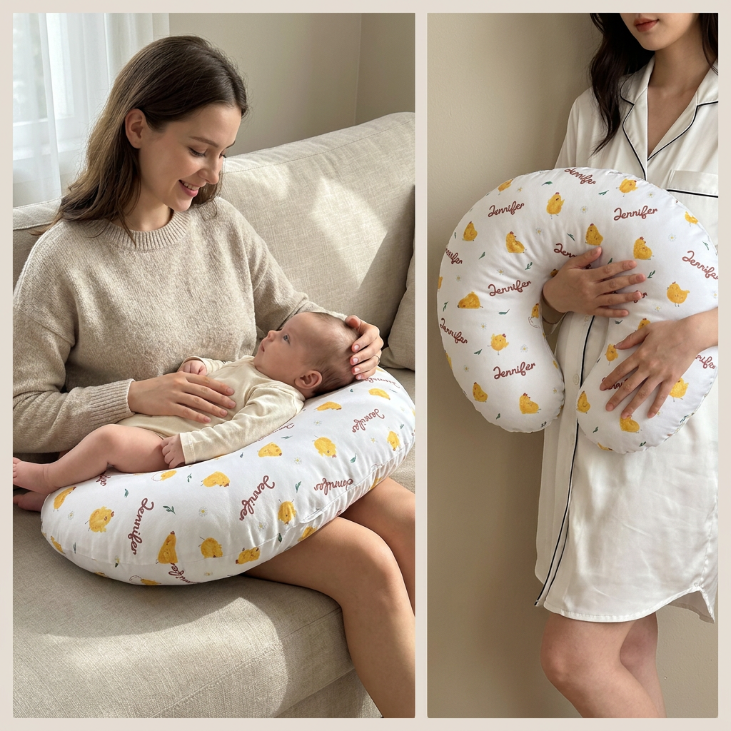Personalized Nursing Pillow Cover in Little Chick