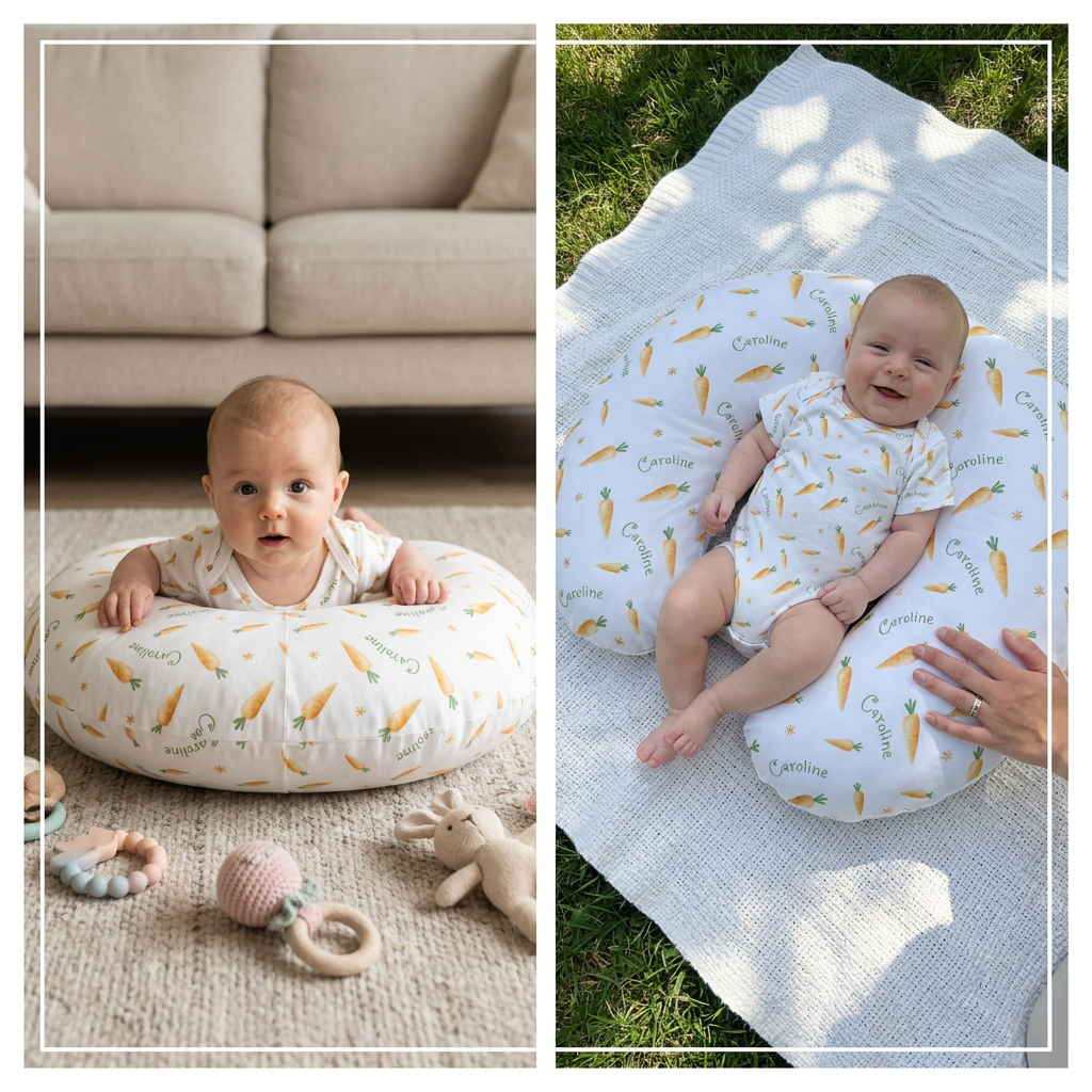 Personalized Nursing Pillow Cover in Carrot