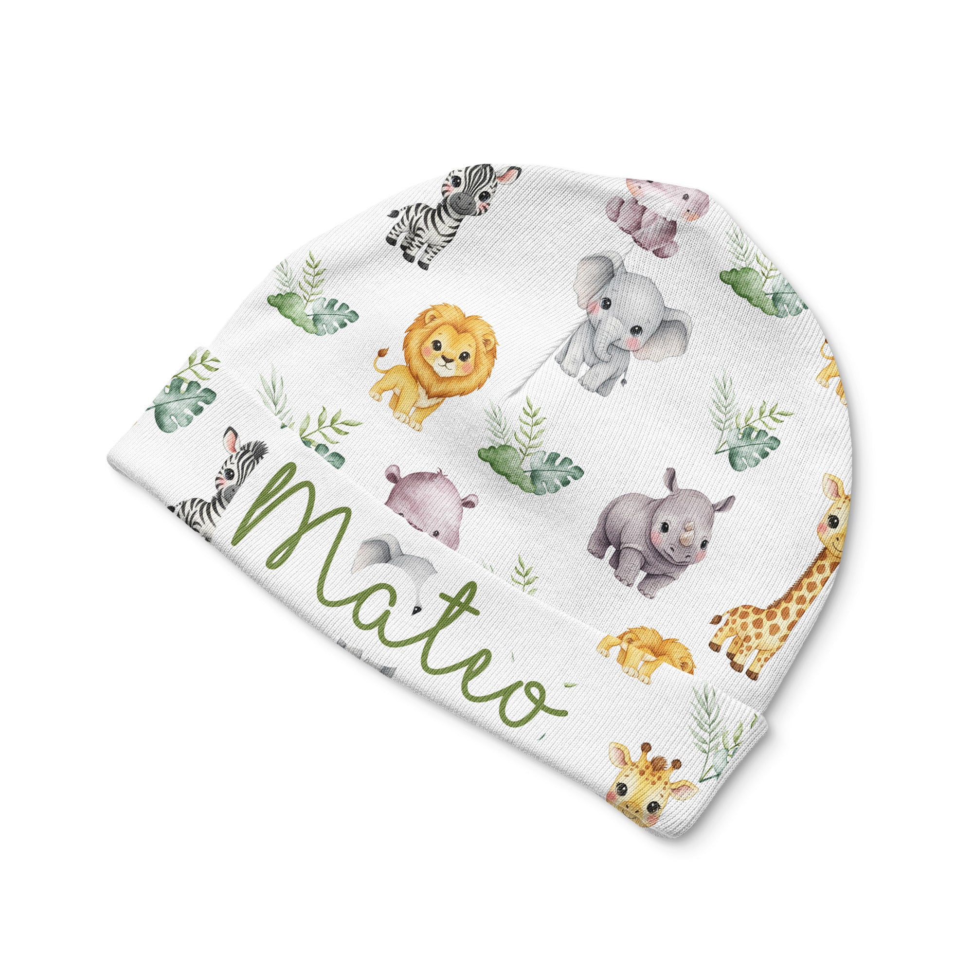 Personalized Beanie in Safari Animal