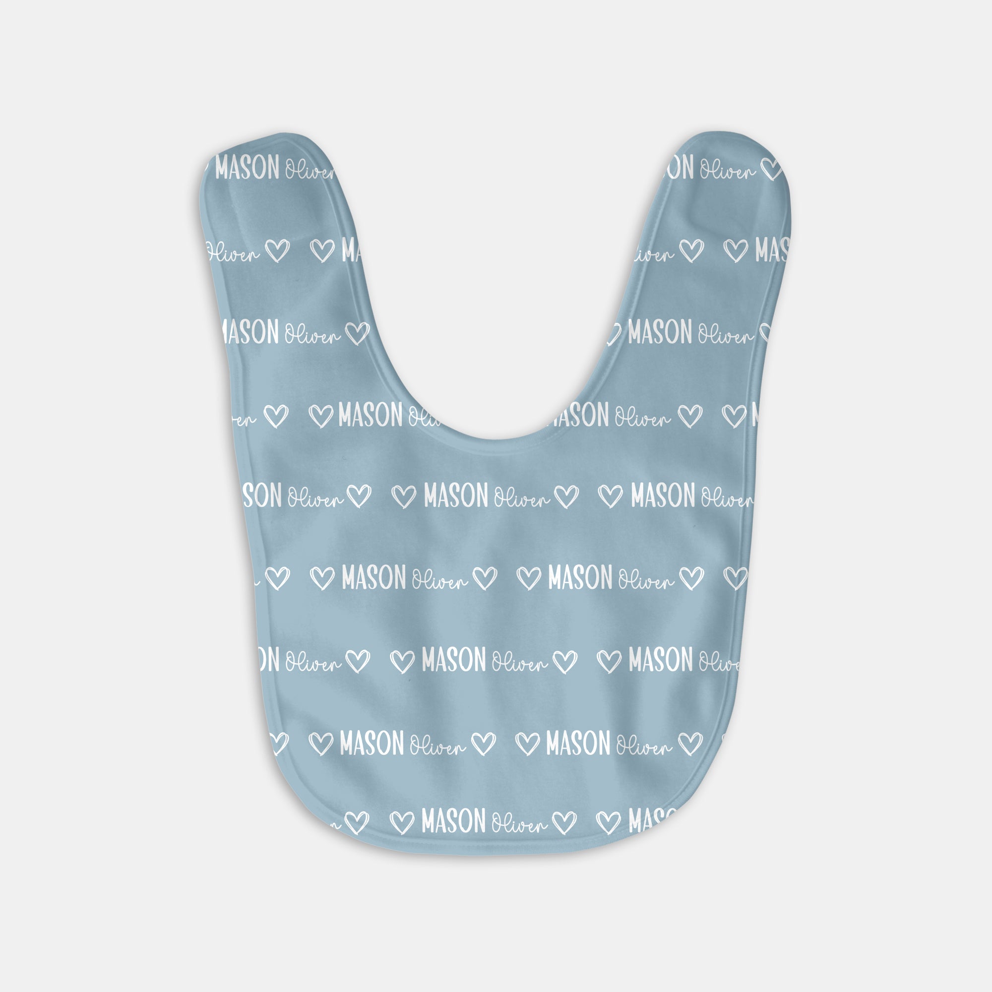 Personalized Bib and Burp Cloth Set Mono Name in Light Dutty Blue